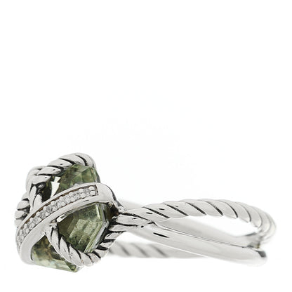 David Yurman Sterling Silver Diamond Prasiolite 10mm Cable Wrap Ring 54 7 3 of 5