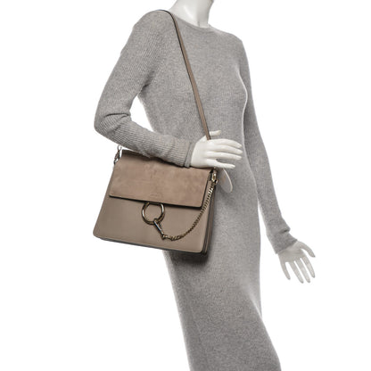 Chloe Calfskin Suede Medium Faye Shoulder Bag Motty Grey 2 of 6
