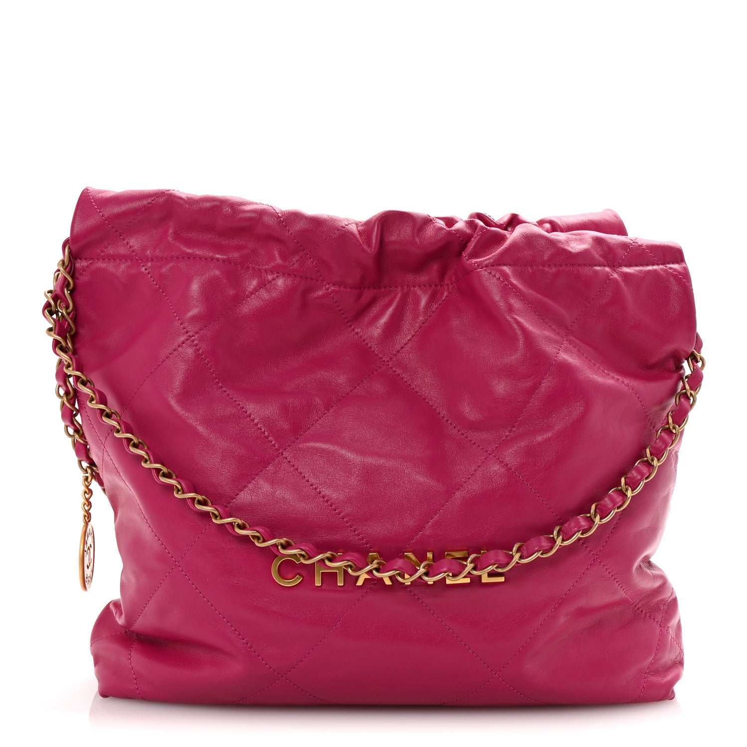 Chanel Shiny Calfskin Quilted Small Chanel 22 Fuchsia 1 of 11