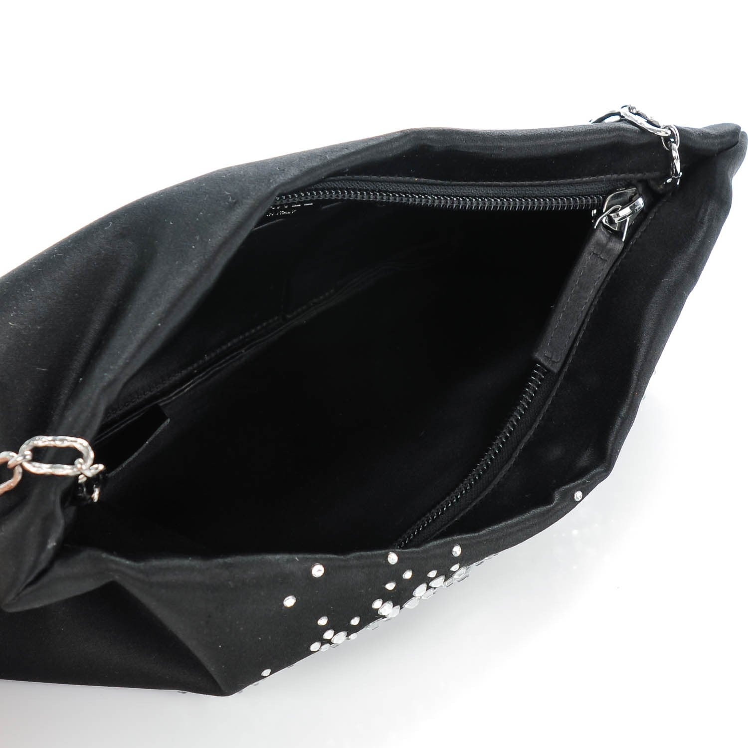 Chanel Satin Diamante Evening Clutch Bag Black 5 of 7