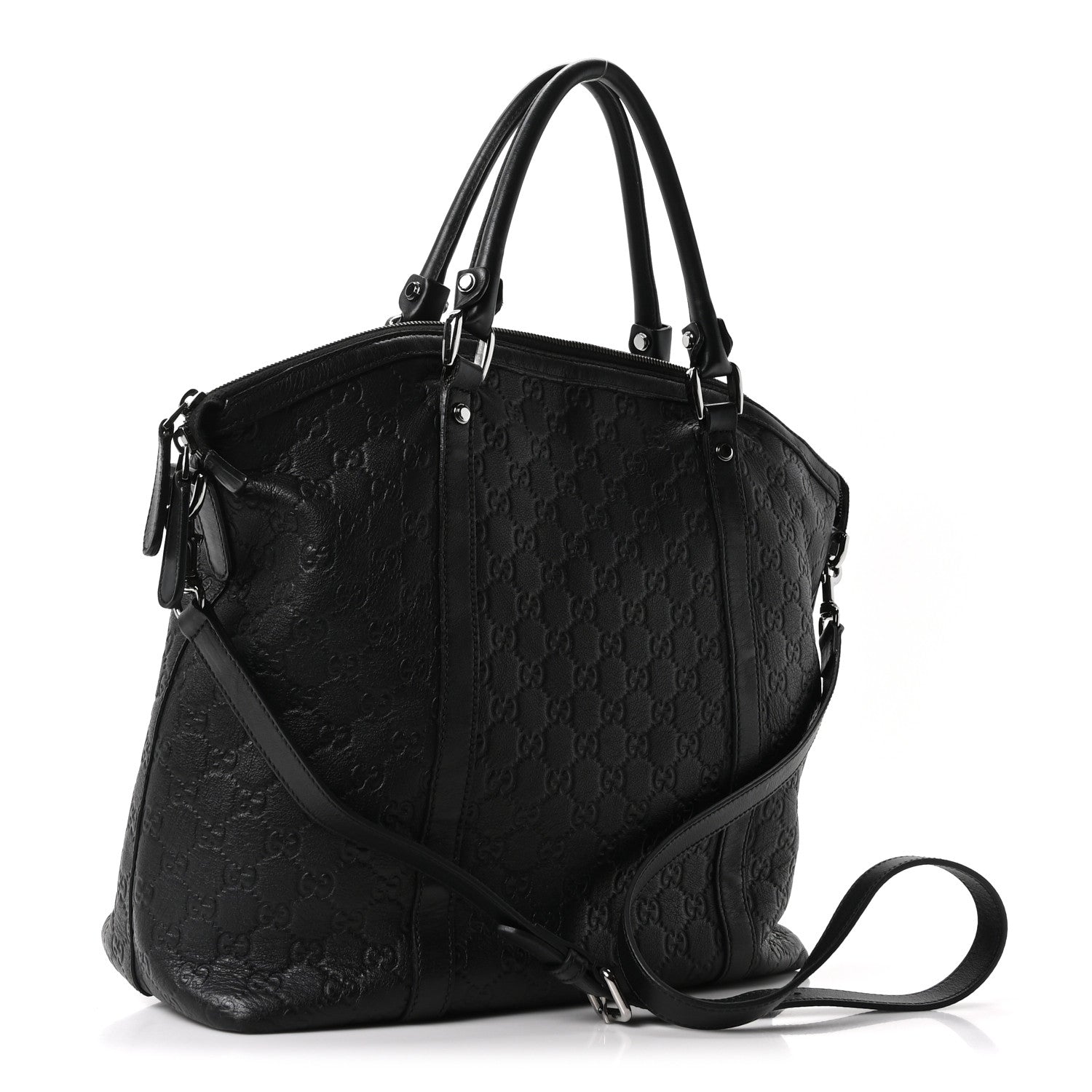 Gucci Guccissima Large GG Charm Convertible Dome Satchel Black 3 of 10