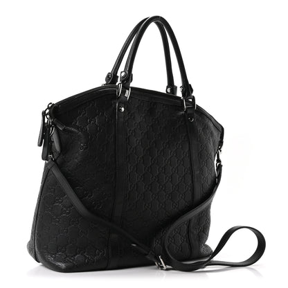 Gucci Guccissima Large GG Charm Convertible Dome Satchel Black 3 of 10