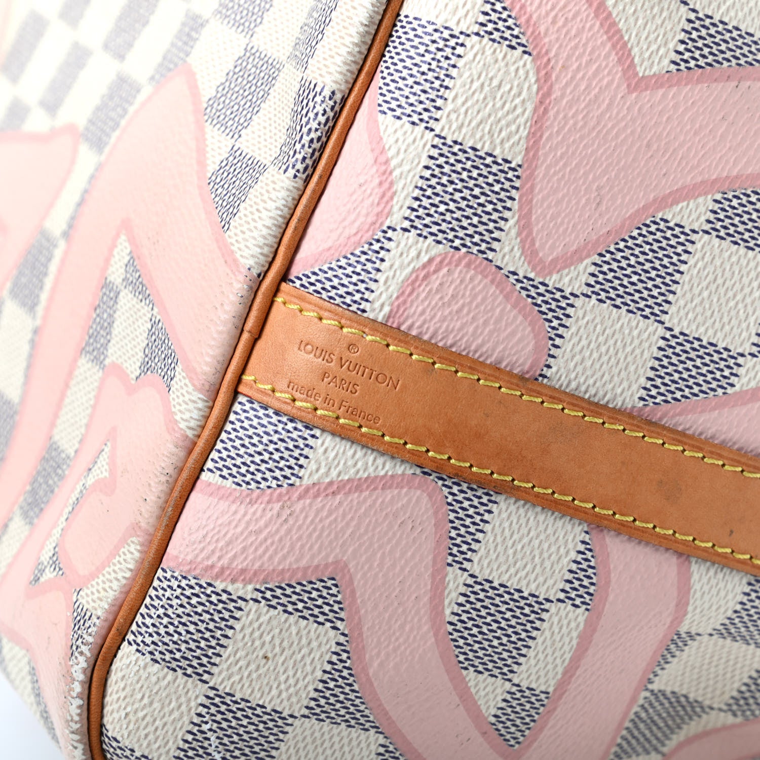 Louis Vuitton Damier Azur Tahitienne Speedy Bandouliere 30 Rose Ballerine 8 of 9