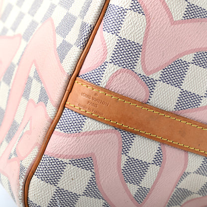 Louis Vuitton Damier Azur Tahitienne Speedy Bandouliere 30 Rose Ballerine 8 of 9