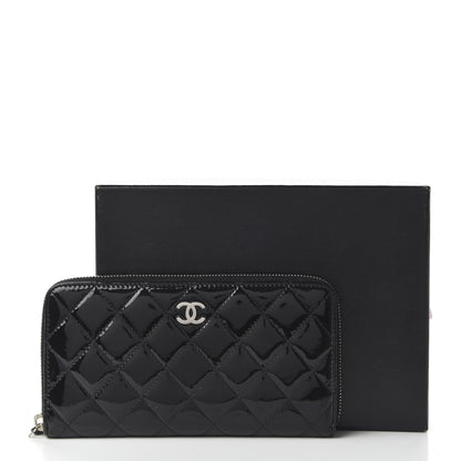 Chanel Patent Quilted Zip Around Wallet Black 11 of 11