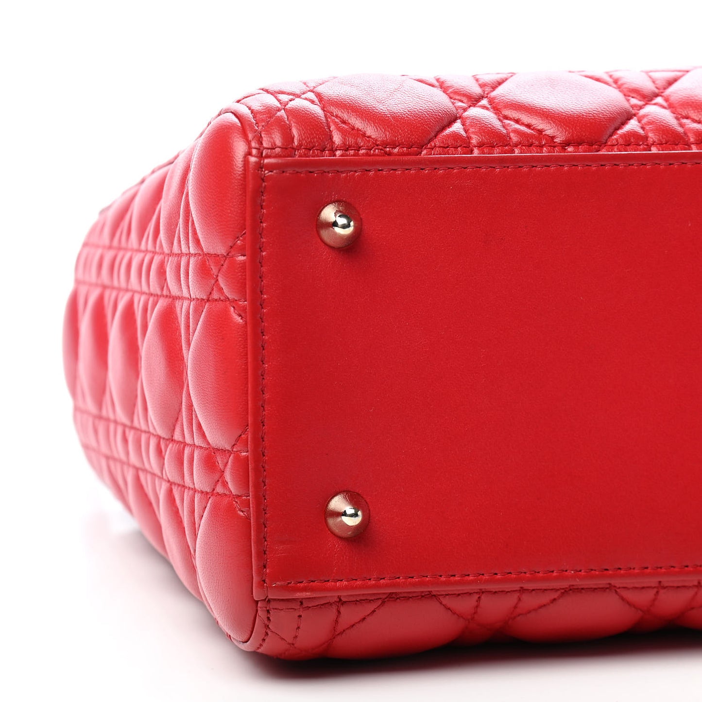 Lambskin Cannage Medium Lady Dior Red