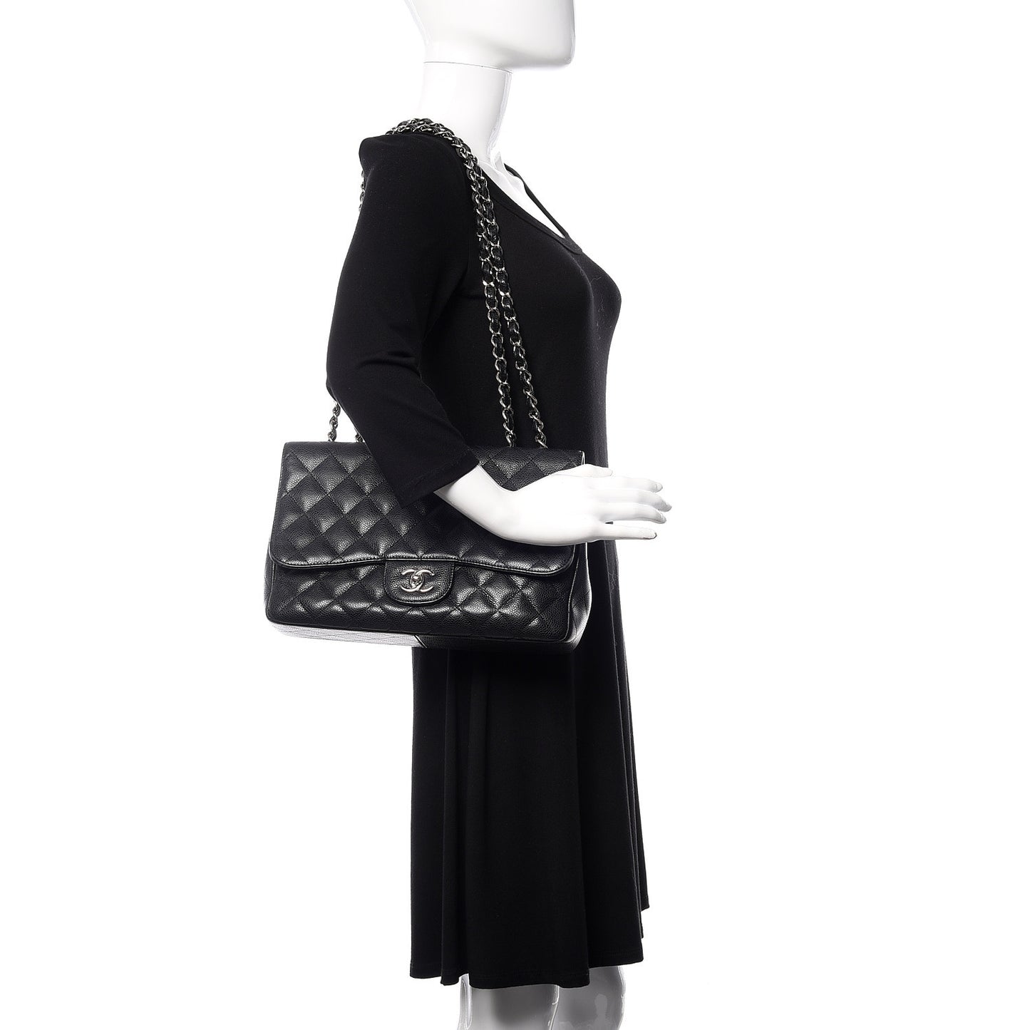 Caviar Quilted Jumbo Single Flap Black
