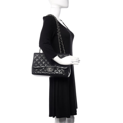 Chanel Caviar Quilted Jumbo Single Flap Black 2 of 15