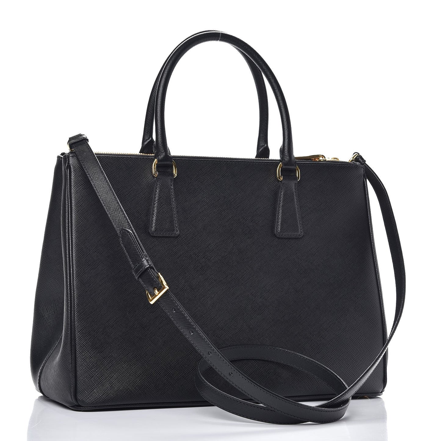 Saffiano Medium Galleria Double Zip Tote Black