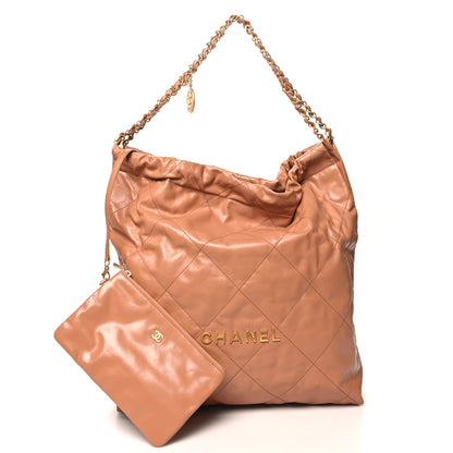 Chanel Shiny Calfskin Quilted Large Chanel 22 Brown 3 of 12