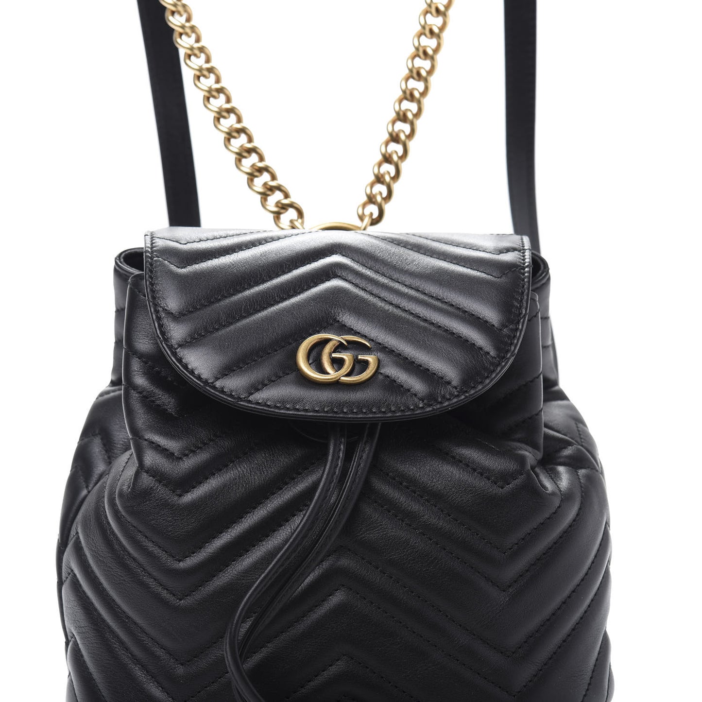 Calfskin Matelasse GG Marmont Flap Backpack Black