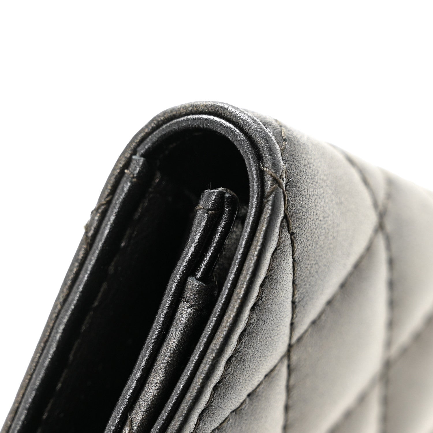 Chanel Metallic Calfskin Quilted Reissue Card Holder Wallet Charcoal 9 of 10