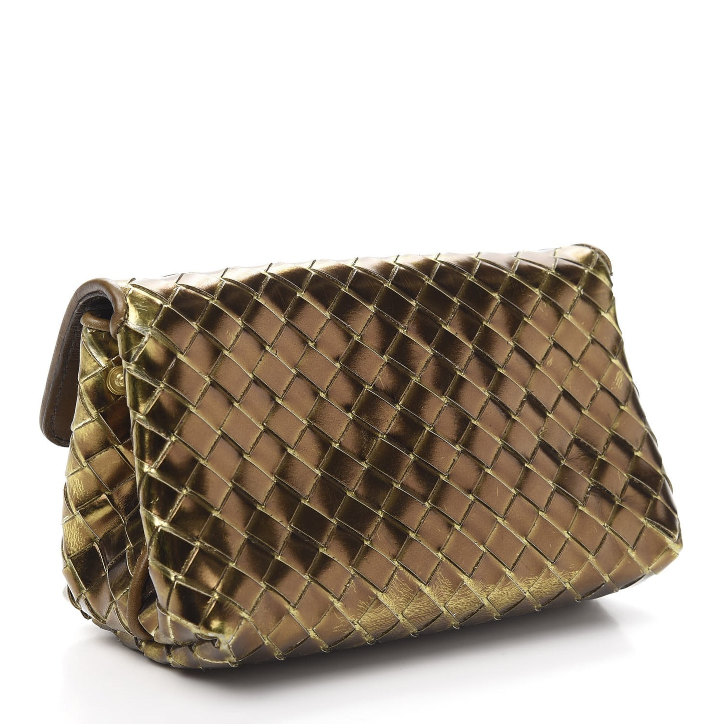 Metallic Nappa Intrecciato Cosmetic Case Dark Bronze