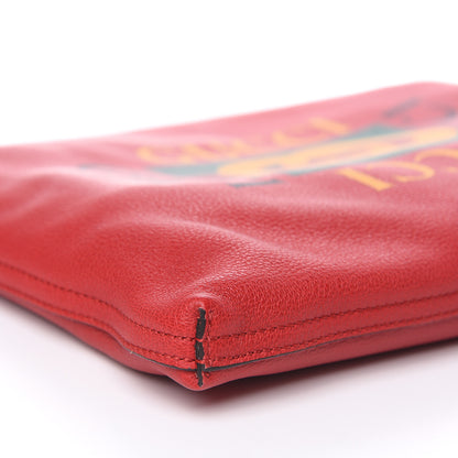 Gucci Pebbled Calfskin Medium Logo Portfolio Clutch Hibiscus Red 8 of 9