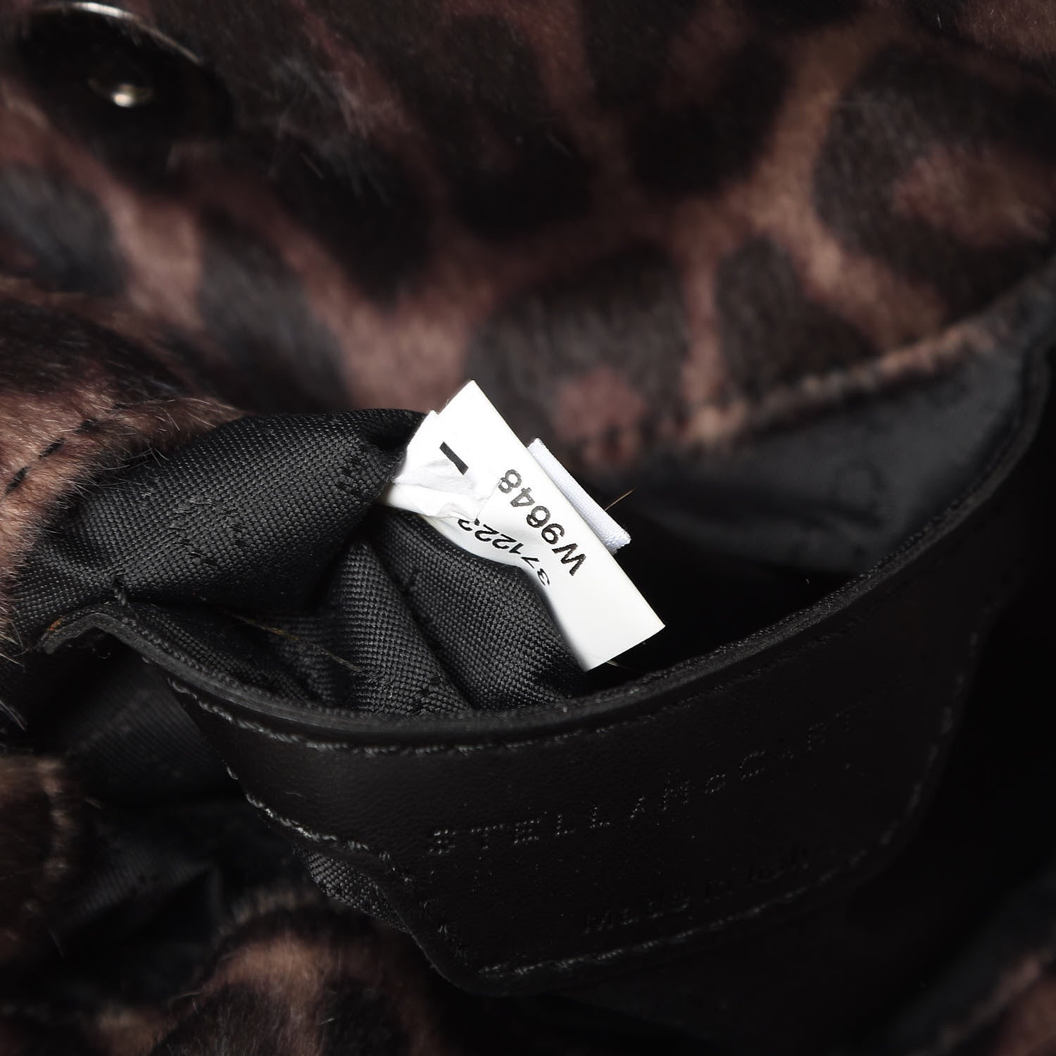 Stella McCartney Faux Calf Hair Leopard Print Mini Falabella Fold Over Tote Black 6 of 9