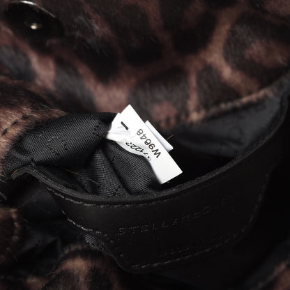 Stella McCartney Faux Calf Hair Leopard Print Mini Falabella Fold Over Tote Black 6 of 9