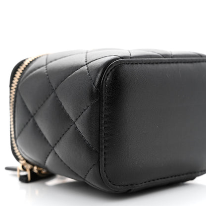 Chanel Lambskin Quilted Top Handle Mini Vanity Case With Chain Black 9 of 11