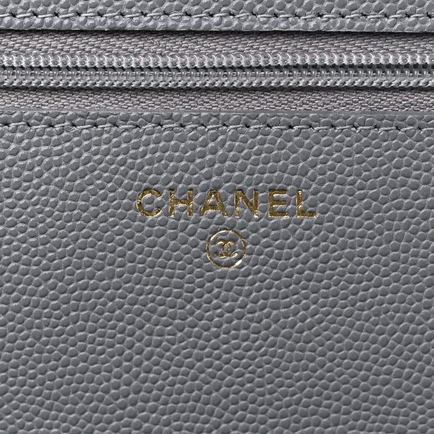 Caviar Quilted Wallet On Chain WOC Grey