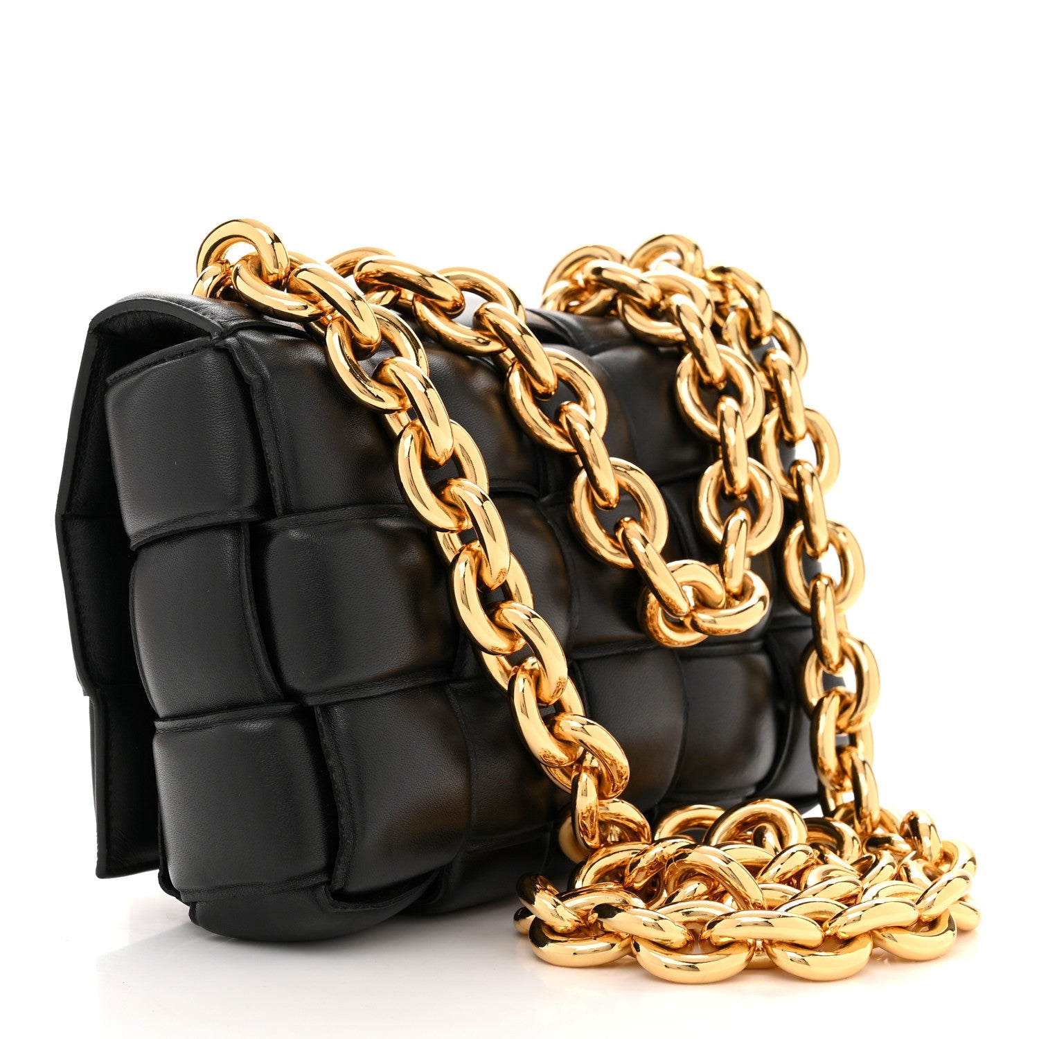 Bottega Veneta Lambskin Maxi Intreccio Padded Chain Cassette Crossbody Bag Black 3 of 10
