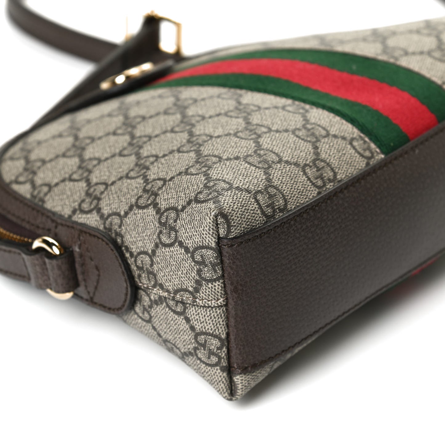 GG Supreme Monogram Textured Dollar Calfskin Web Small Ophidia Dome Shoulder Bag Beige Ebony New Acero