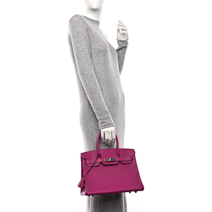 Hermes Chevre de Coromandel Horseshoe Birkin 30 Rose Pourpre Anemone 2 of 11