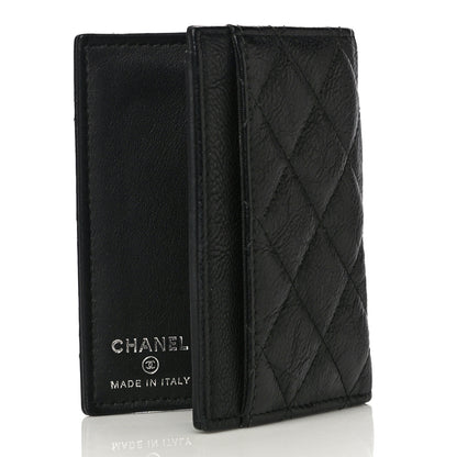Chanel Crumpled Calfskin Quilted Card Holder Wallet So Black 3 of 13