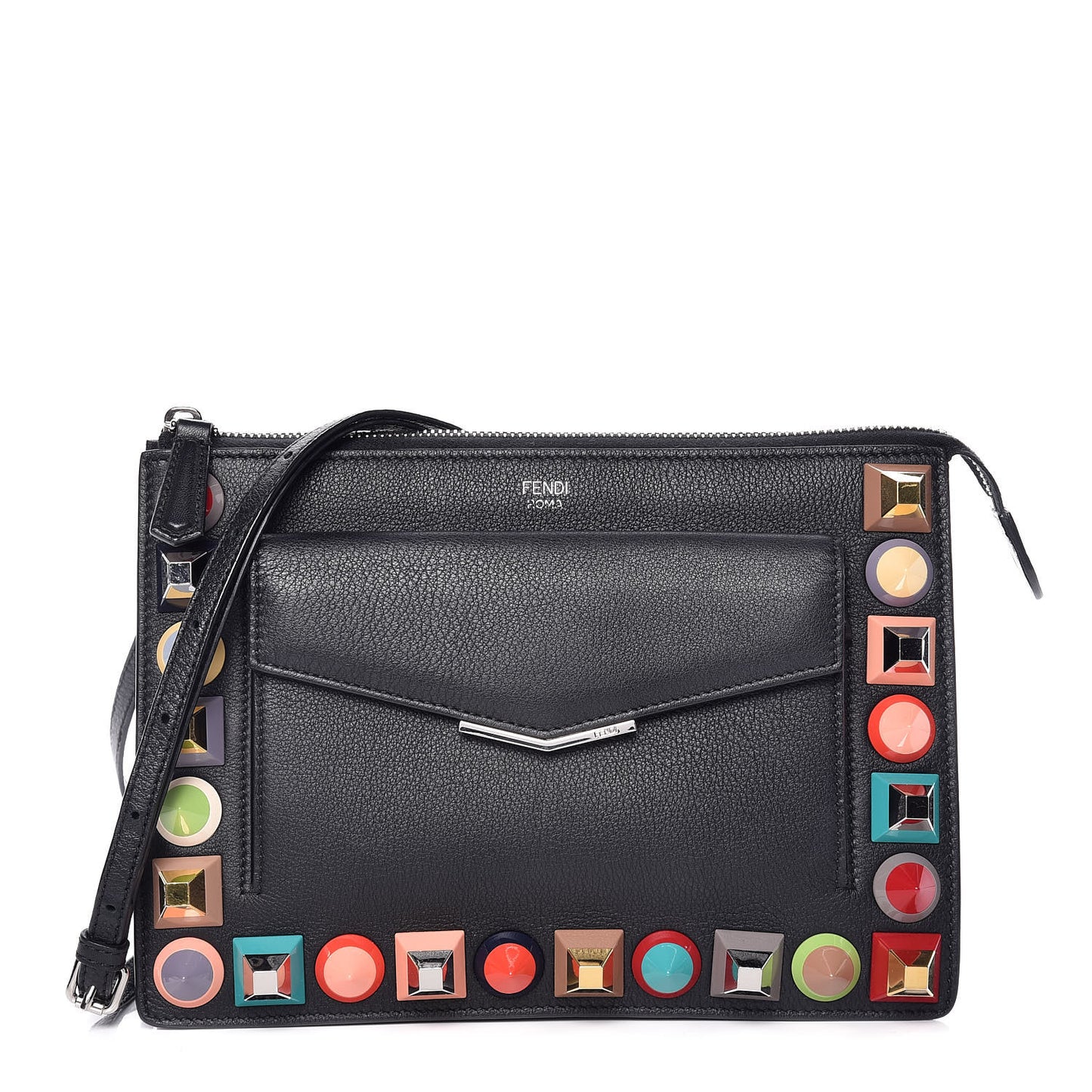 Vitello Dolce Studded Mini 2Jours Pouch Black Multicolor