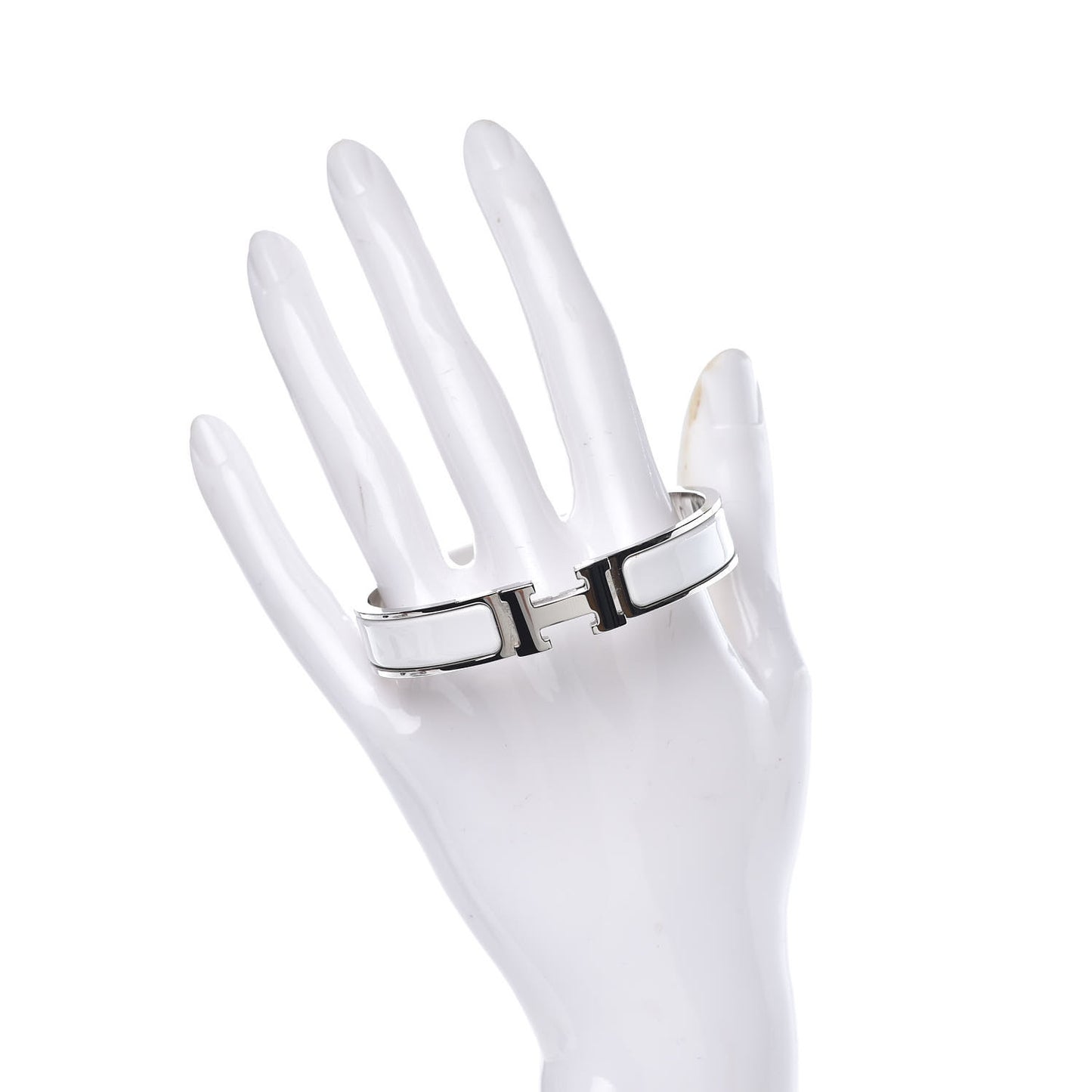 Enamel Narrow Clic Clac H Bracelet GM White