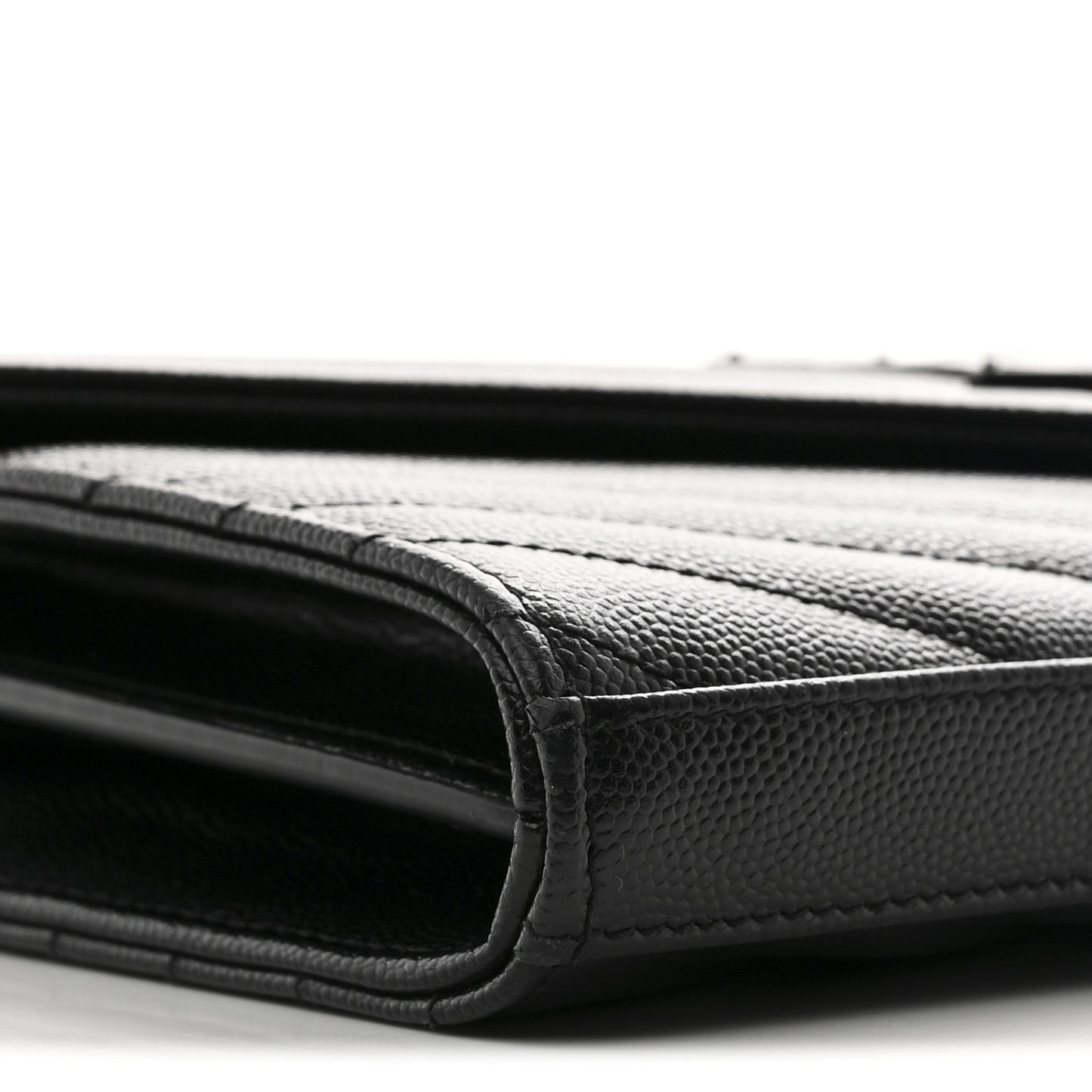 Grain De Poudre Matelasse Chevron Monogram Monochrome Chain Wallet Black