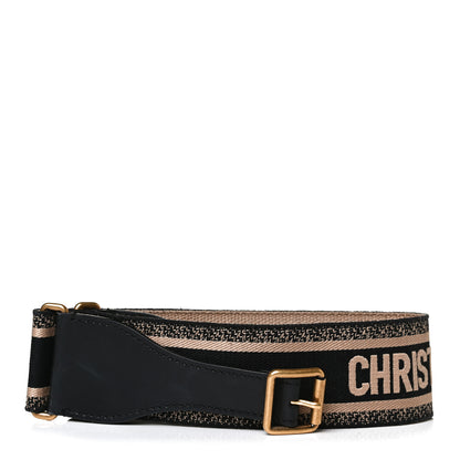 Christian Dior Canvas Embroidered Large Book Belt 85 34 Black Beige 1 of 8