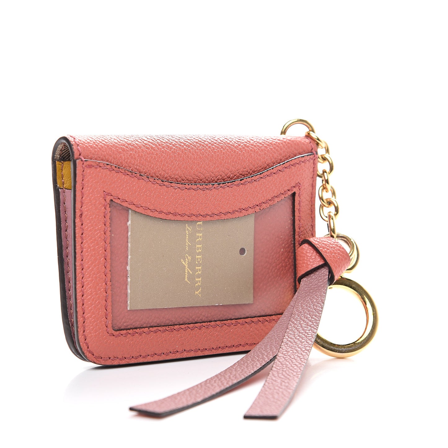 Soft Grain Calfskin Haymarket Check Camberwell Card Case Cinnamon Red Multi