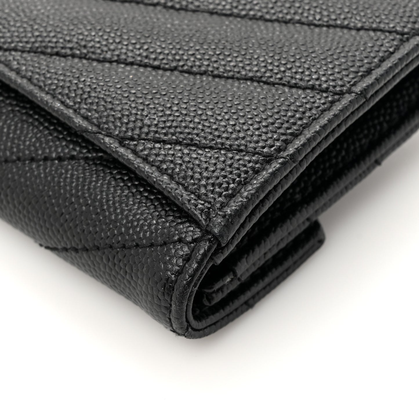 Grain De Poudre Matelasse Chevron Small Monogram Envelope Wallet Black