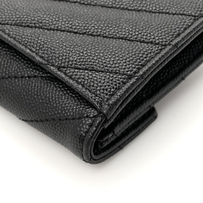 Saint Laurent Grain De Poudre Matelasse Chevron Small Monogram Envelope Wallet Black 8 of 11