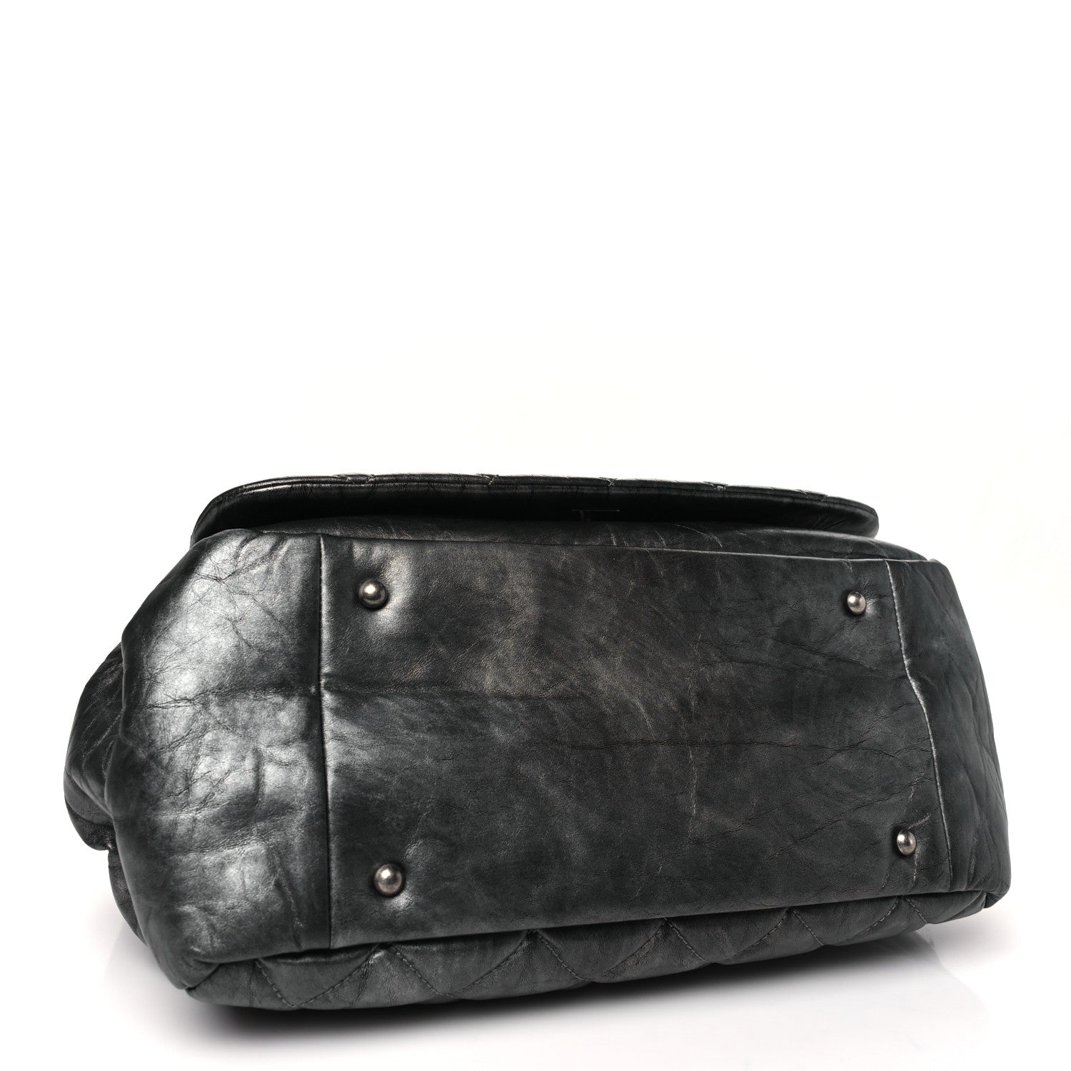 Chanel Metallic Aged Calfskin Quilted Large Pondichery Flap Dark Grey 4 of 10