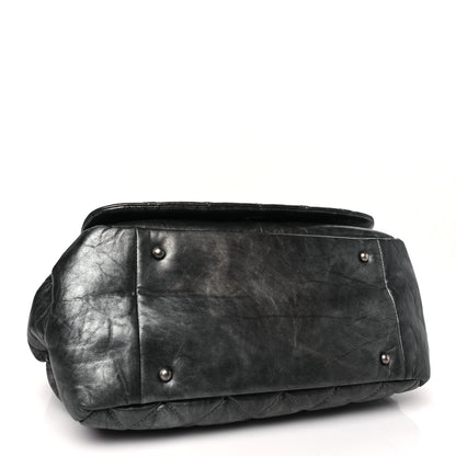 Chanel Metallic Aged Calfskin Quilted Large Pondichery Flap Dark Grey 4 of 10
