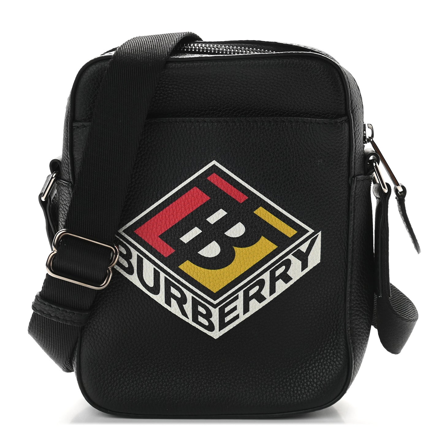 Grainy Calfskin Logo Graphic Crossbody Bag Black