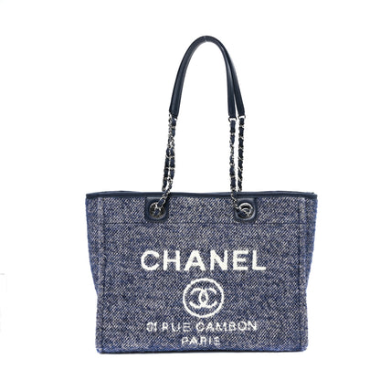 Chanel Mixed Fibers Calfskin Small Deauville Tote Blue 1 of 9