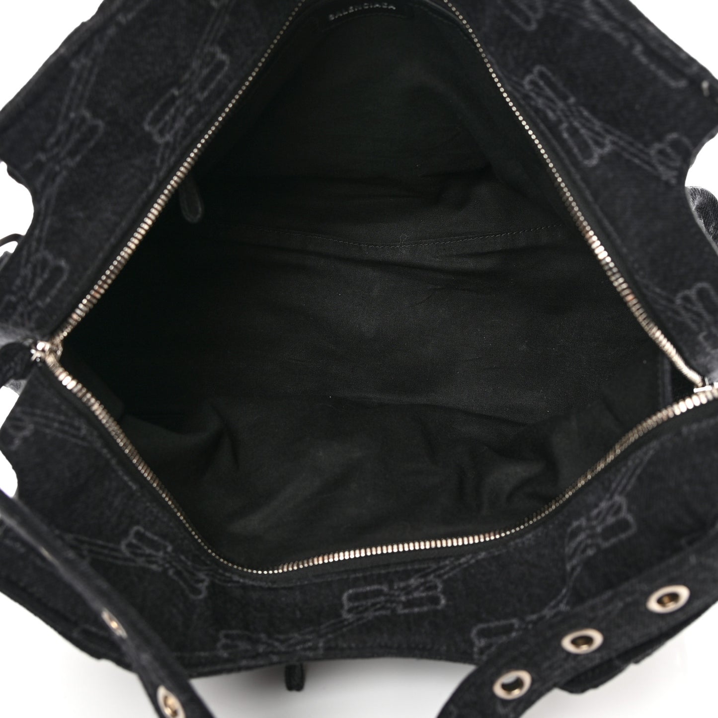 Washed Denim BB Monogram Neo Cagole City Handbag Black