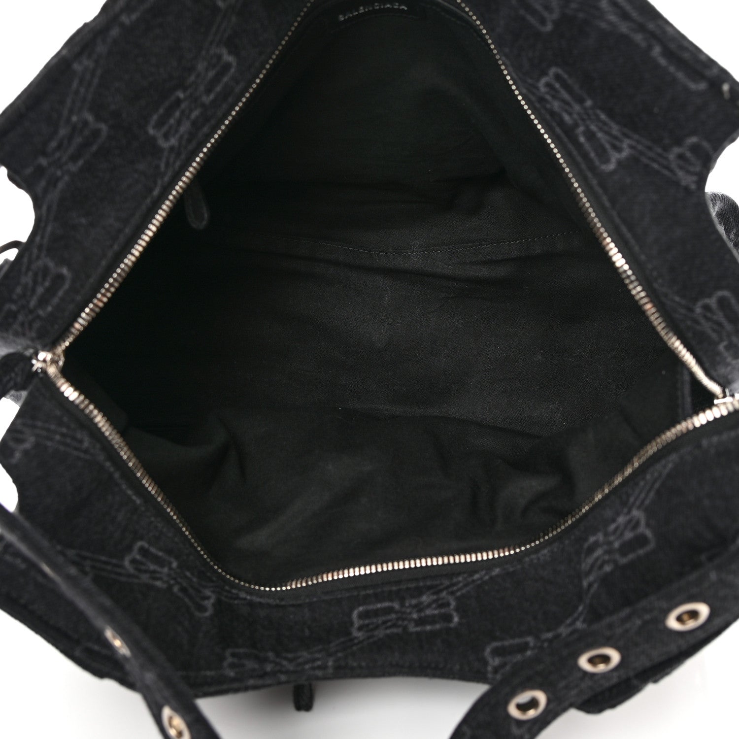 Balenciaga Washed Denim BB Monogram Neo Cagole City Handbag Black 5 of 13
