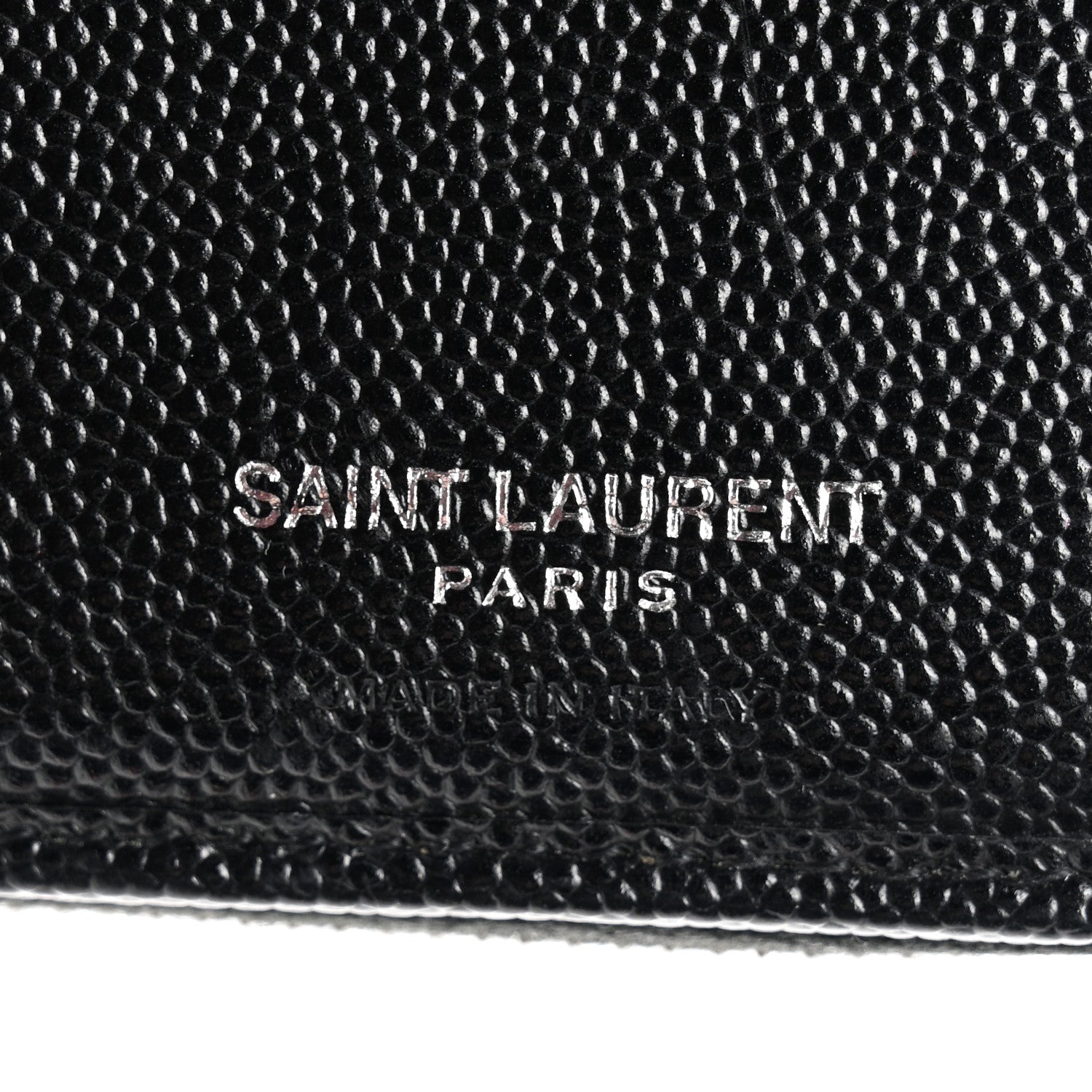 Saint Laurent Grain De Poudre Matelasse Chevron Monogram Compact Zip Around Wallet Black 6 of 8