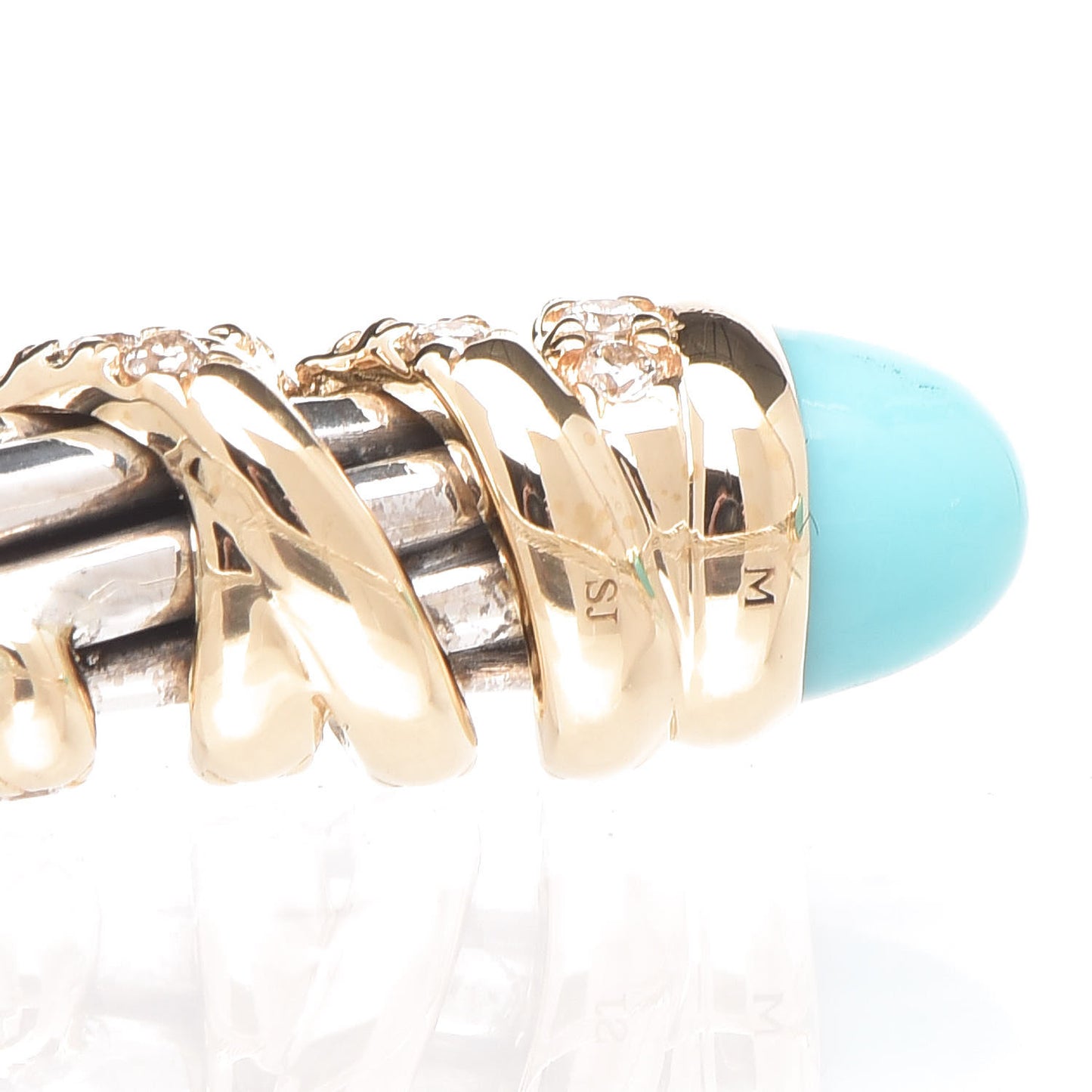 Sterling Silver 18K Yellow Gold Diamond Turquoise Helena Cuff Bracelet