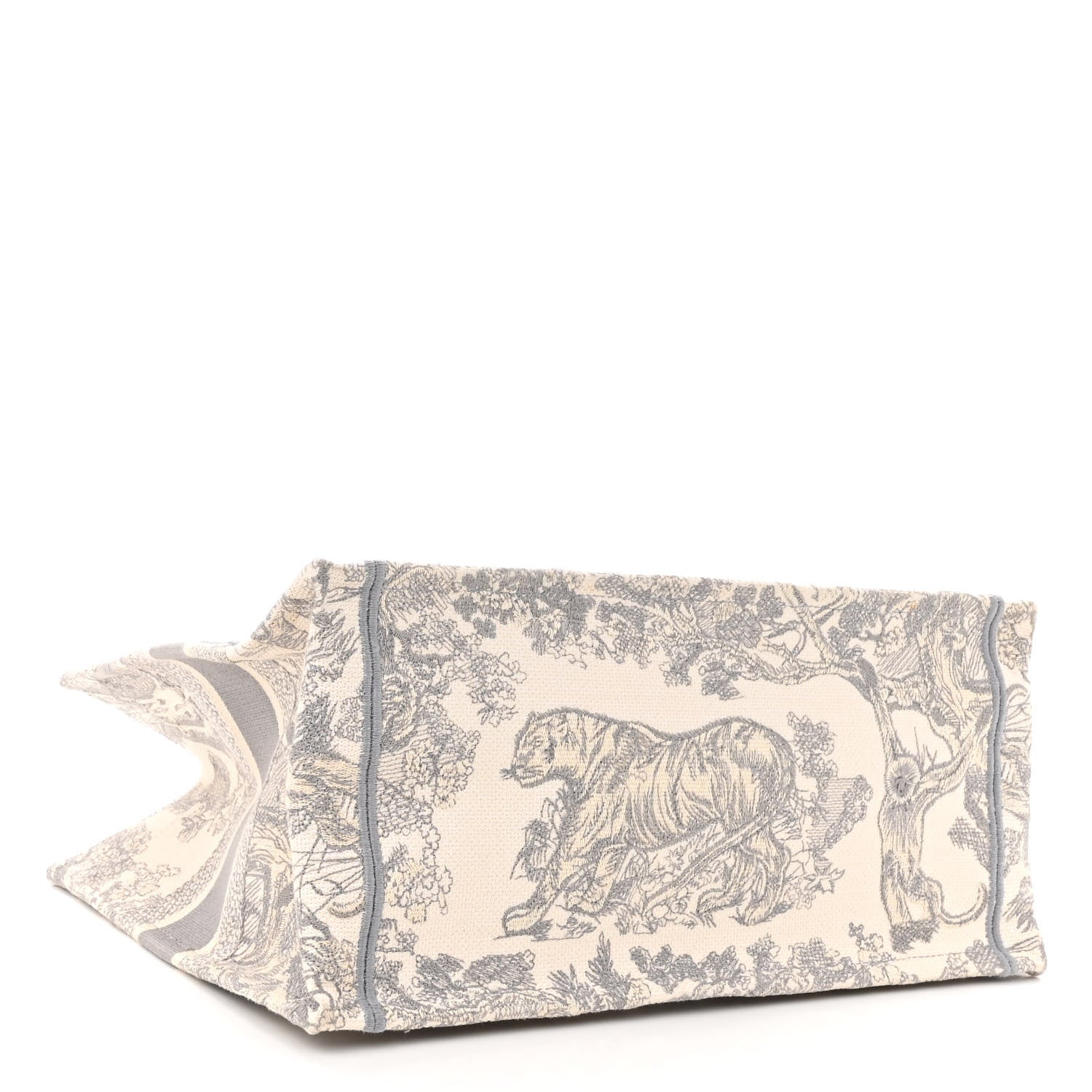 Christian Dior Canvas Embroidered Medium Dioriviera Toile De Jouy Book Tote Gray 4 of 14