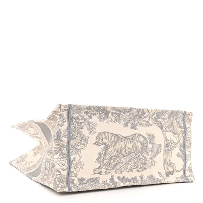 Christian Dior Canvas Embroidered Medium Dioriviera Toile De Jouy Book Tote Gray 4 of 14
