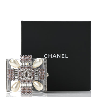Chanel Resin Pearl Crystal Gripoix CC Cuff Transparent 4 of 5