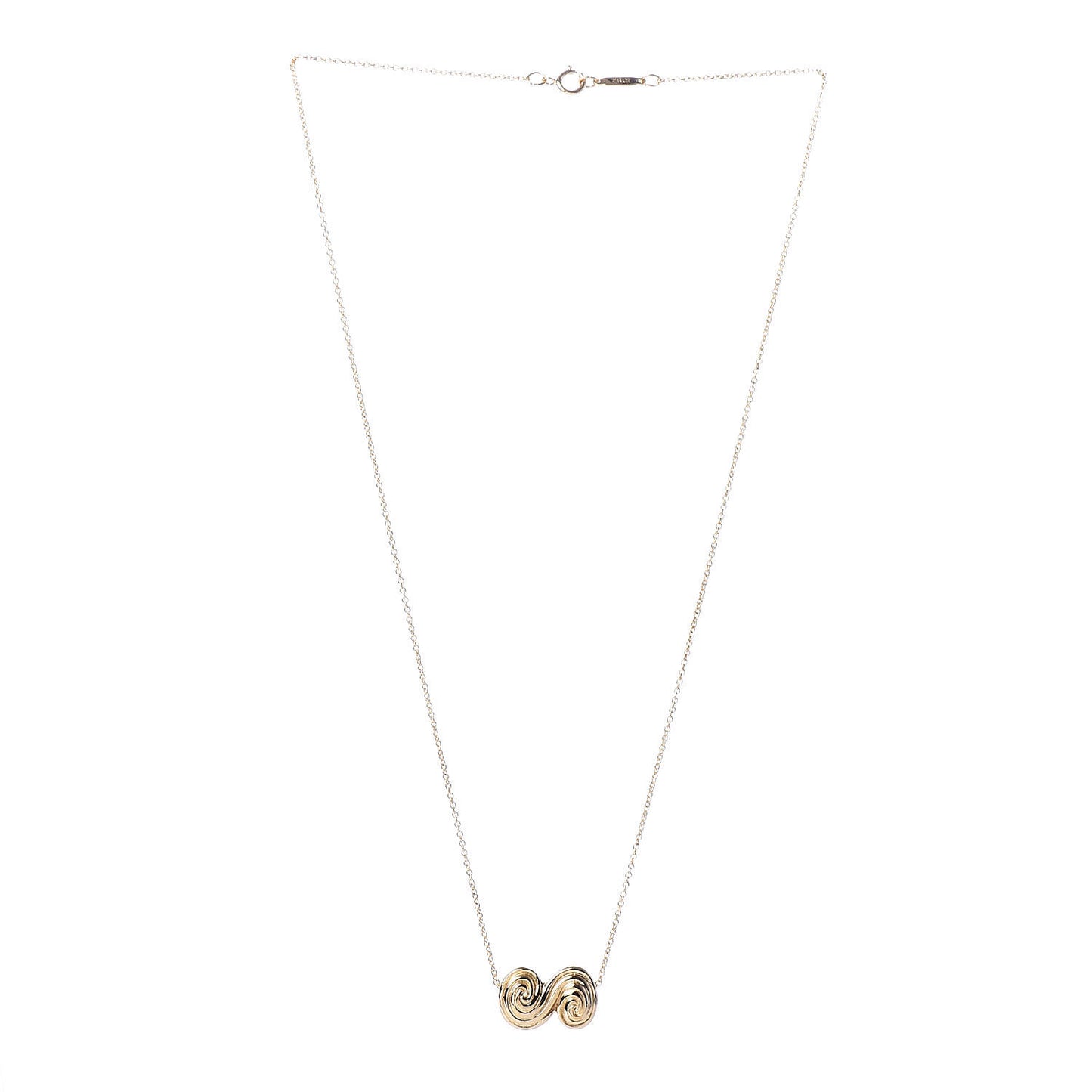 18K Yellow Gold Spiro Swirl Pendant Necklace