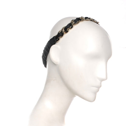 Chanel Satin Chain Headband Black Gold 2 of 5