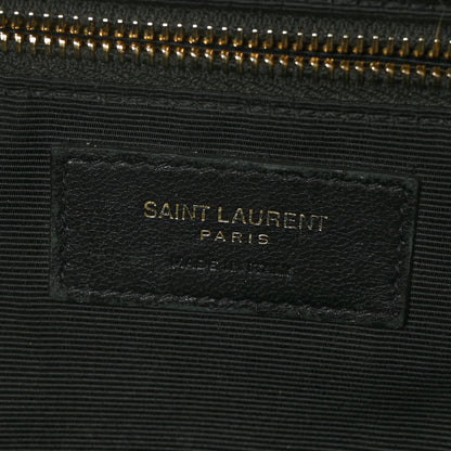 Saint Laurent Grain De Poudre Matelasse Chevron Large Monogram Satchel Black 6 of 8