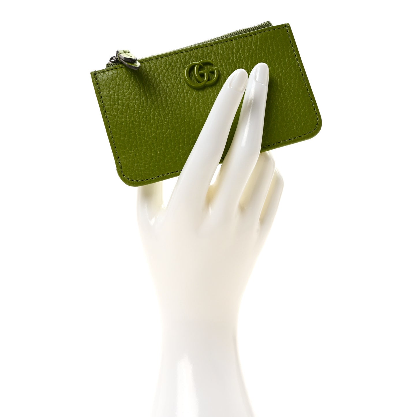 Dollar Calfskin Enamel Monochrome GG Marmont Key Case Card Holder Lemon Leaf