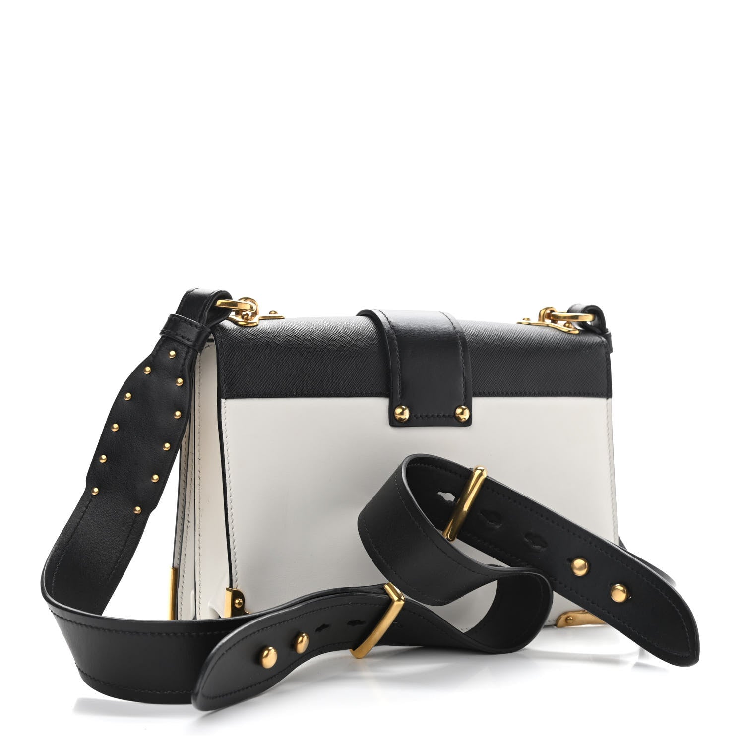 Prada City Calf Saffiano Large Cahier Bag White Black 3 of 9