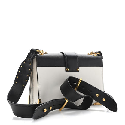 Prada City Calf Saffiano Large Cahier Bag White Black 3 of 9